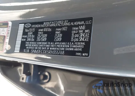 2024 Hyundai Tucson Sel from USA, damaged, VIN 5NMJFCDE5RH355768